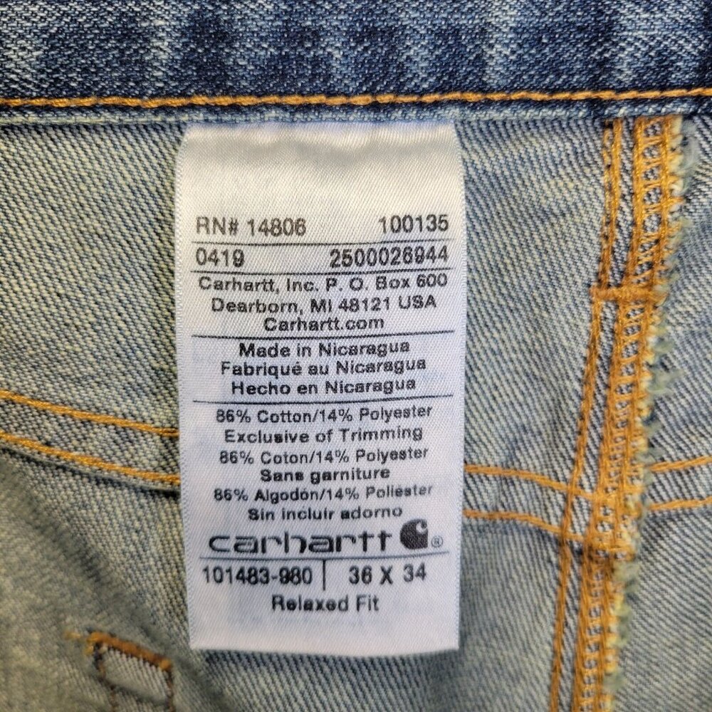 Carhartt Men's Size 36 x 34 Jeans Relaxed Fit - Picture 5 of 5